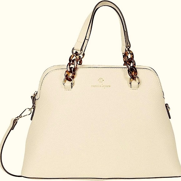 Nanette Lepore Handbags - Nanette Lepore Brinley Dome Satchel & Crossbody Strap Vegan Leather Ivory Purse